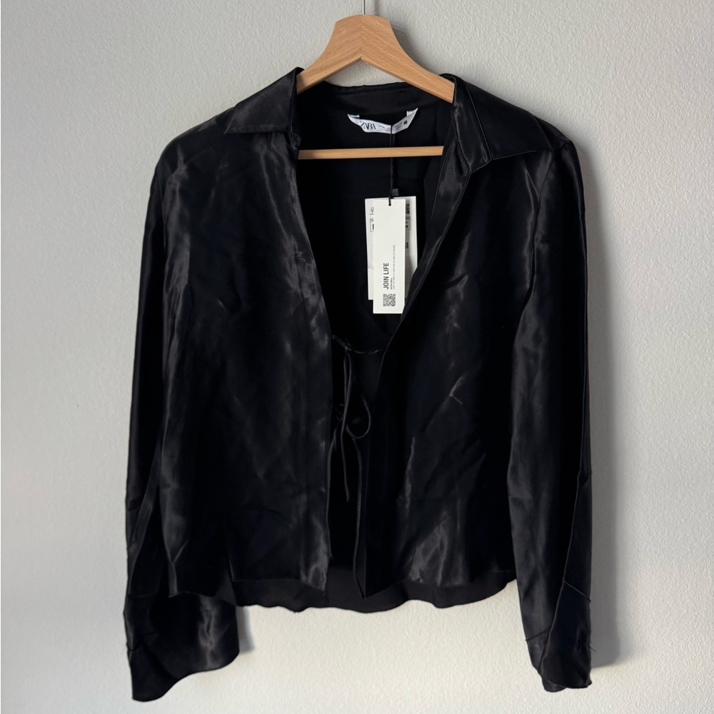 Zara Black Satin Blouse